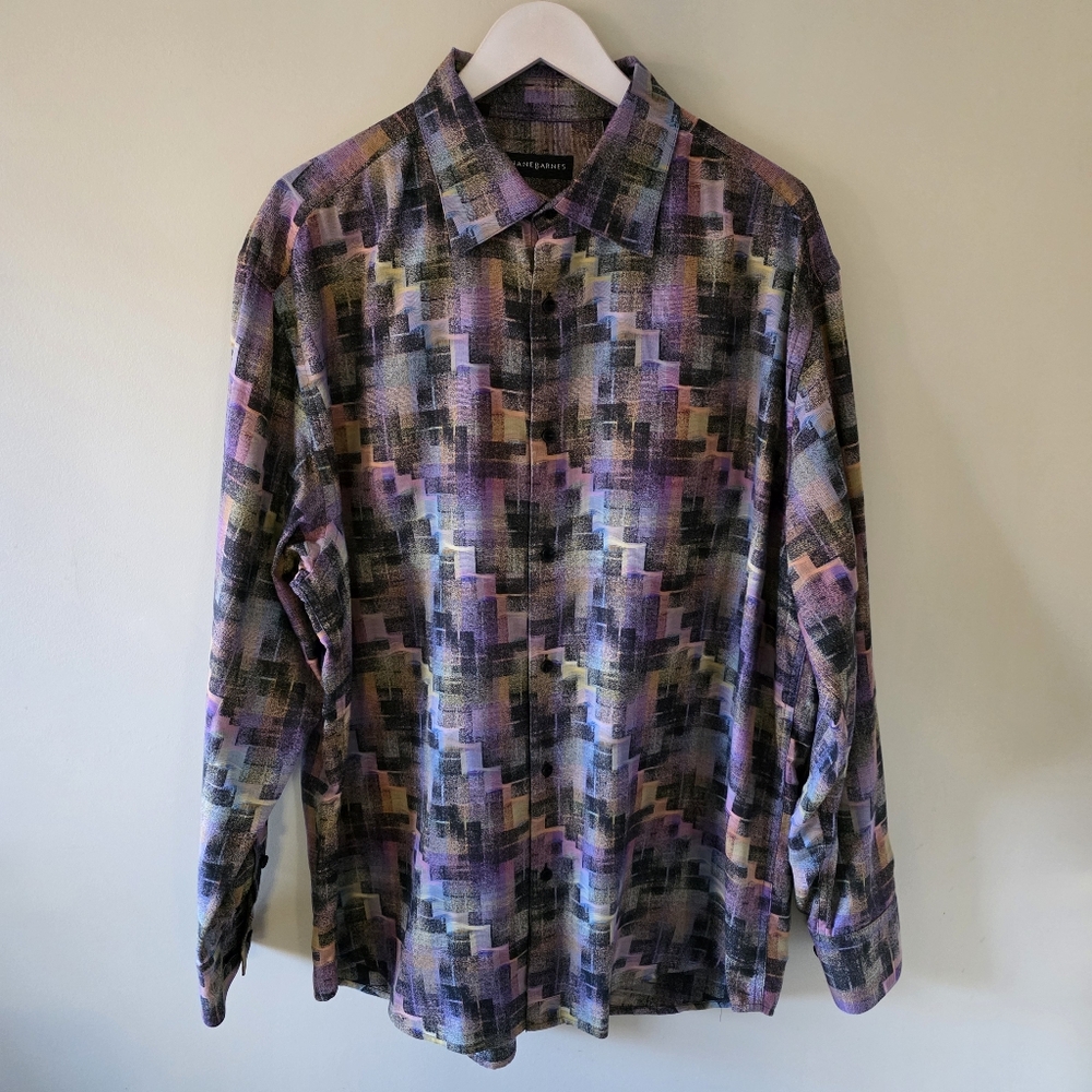 NWOT Jhane Barnes XL Vintage 90s Retro Abstract Eclectic Grandpa Dress Shirt